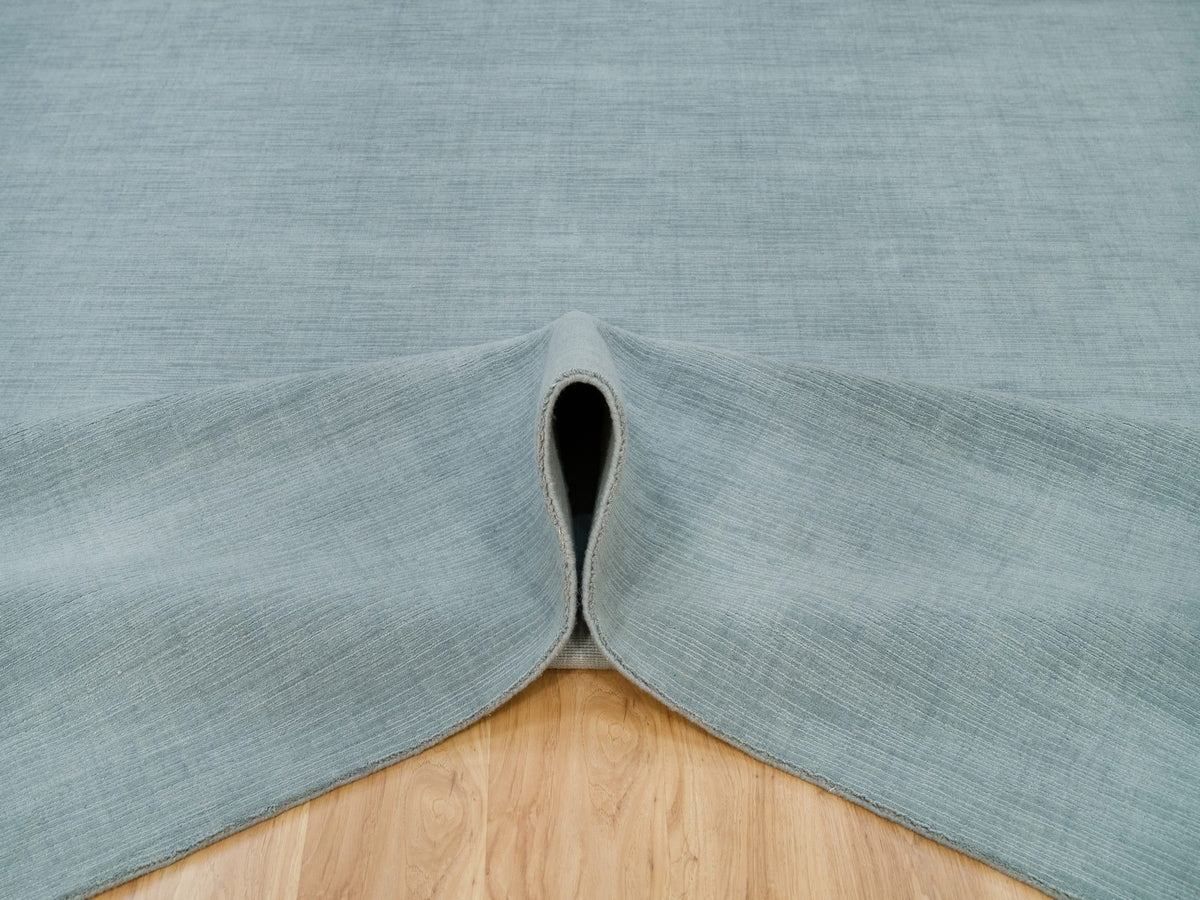 Modern / Contemporary hand-knotted wool/plant based silk rug in Gray, 9' x 11'10" — SKU O090154 (view 5)