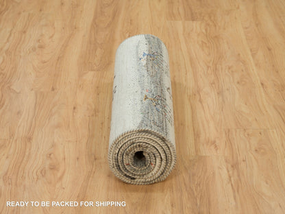 Gabbeh Modern / Contemporary hand-knotted wool runner in Ivory, 2'7" x 8' — SKU O090155 (view 6)