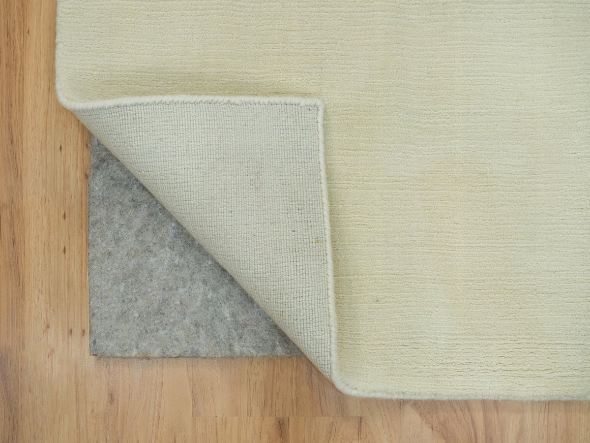 Modern / Contemporary hand-knotted wool/plant based silk rug in Ivory, 2' x 3' — SKU O090174 (view 3)