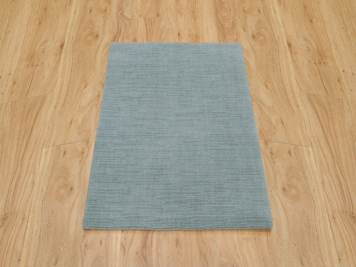 Modern / Contemporary hand-knotted wool/plant based silk rug in Gray, 2' x 3'1" — SKU O090175 (view 2)