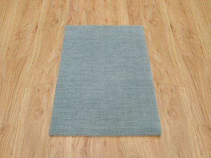 Modern / Contemporary hand-knotted wool/plant based silk rug in Gray, 2' x 3'1" — SKU O090175 (view 2)