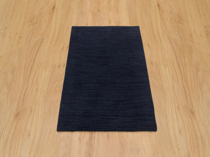 Blue 2'0" x 3'1" Modern and Contemporary Handloom Wool/Silk Rug - Sku: O090176