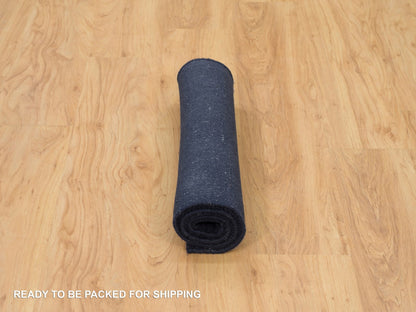 Blue 2'0" x 3'1" Modern and Contemporary Handloom Wool/Silk Rug - Sku: O090176