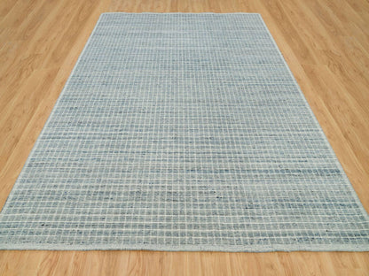 Blue 9'1" x 11'10" Modern and Contemporary Handloom Wool Rug - Sku: O090192