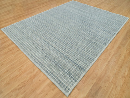 Blue 9'1" x 11'10" Modern and Contemporary Handloom Wool Rug - Sku: O090192
