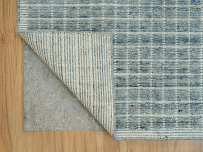 Blue 9'1" x 11'10" Modern and Contemporary Handloom Wool Rug - Sku: O090192