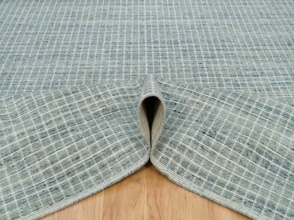 Blue 9'1" x 11'10" Modern and Contemporary Handloom Wool Rug - Sku: O090192