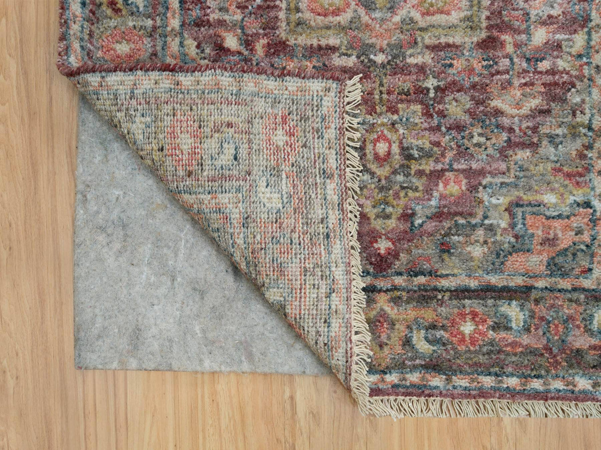 Heriz Tribal & Geometric hand-knotted wool runner in Red & Gray, 2'6" x 17'11" — SKU O090203 (view 3)