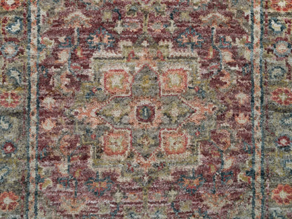 Heriz Tribal & Geometric hand-knotted wool runner in Red & Gray, 2'6" x 17'11" — SKU O090203 (view 5)