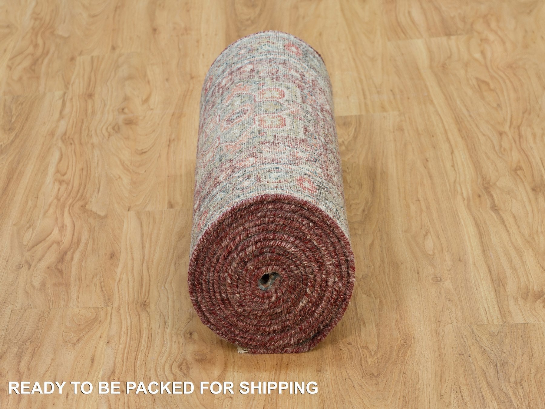 Heriz Tribal & Geometric hand-knotted wool runner in Red & Gray, 2'6" x 17'11" — SKU O090203 (view 6)