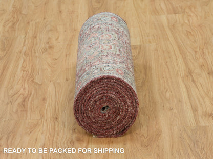 Heriz Tribal & Geometric hand-knotted wool runner in Red & Gray, 2'6" x 17'11" — SKU O090203 (view 6)