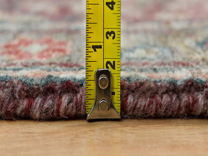 Heriz Tribal & Geometric hand-knotted wool runner in Red & Gray, 2'6" x 17'11" — SKU O090203 (view 7)