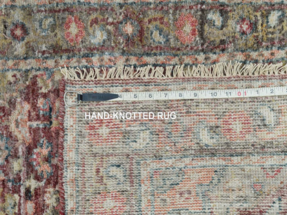 Heriz Tribal & Geometric hand-knotted wool runner in Red & Gray, 2'6" x 17'11" — SKU O090203 (view 8)