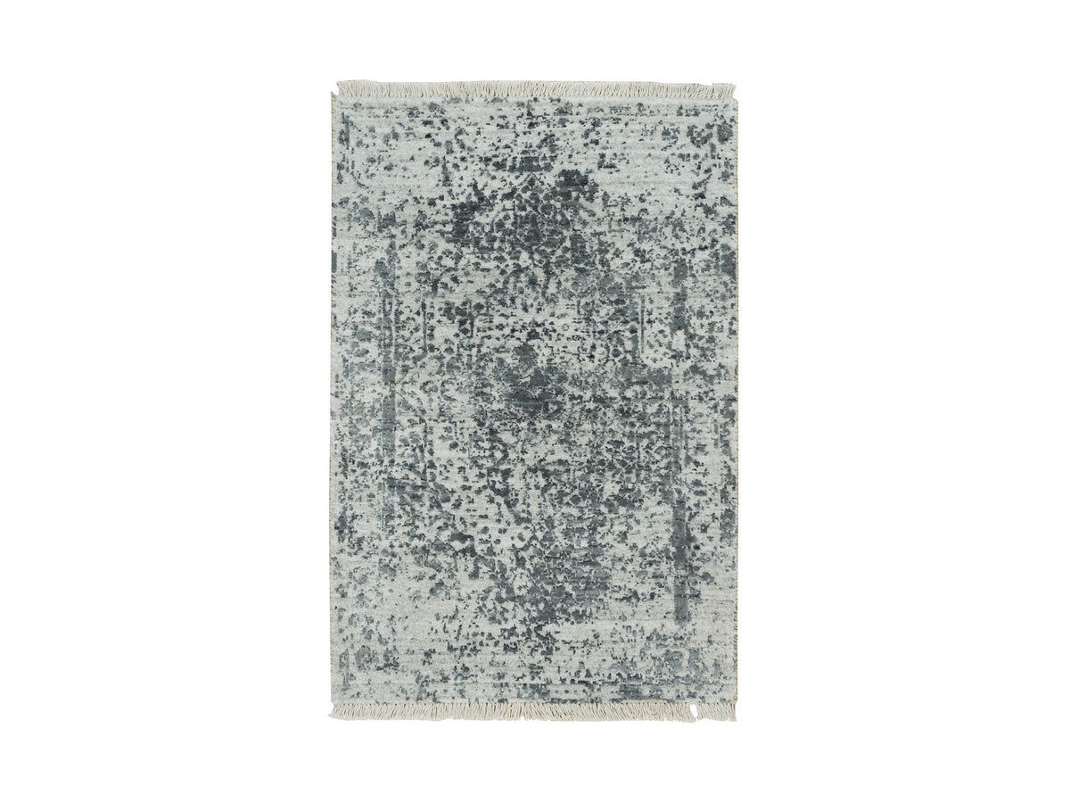 Transitional hand-knotted wool/silk rug in Gray, 2' x 3' — SKU O090207