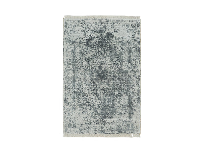 Grey 2'0" x 3'0" Transitional Hand knotted Wool/Silk Rug - Sku: O090207