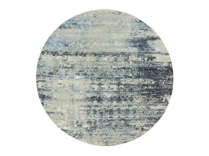 Modern / Contemporary hand-knotted wool/silk rug in Gray, 7'11" x 7'11" — SKU O090210