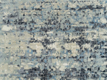 Modern / Contemporary hand-knotted wool/silk rug in Gray, 7'11" x 7'11" — SKU O090210 (view 8)