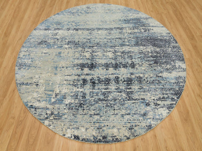 Modern / Contemporary hand-knotted wool/silk rug in Gray, 8'11" x 8'11" — SKU O090212 (view 2)