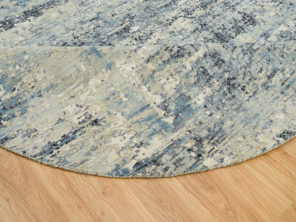 Modern / Contemporary hand-knotted wool/silk rug in Gray, 8'11" x 8'11" — SKU O090212 (view 6)