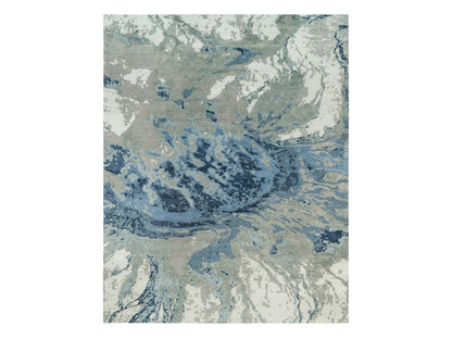 Blue 11'11" x 15'3" Modern and Contemporary Hand knotted Wool/Silk Rug - Sku: O090216