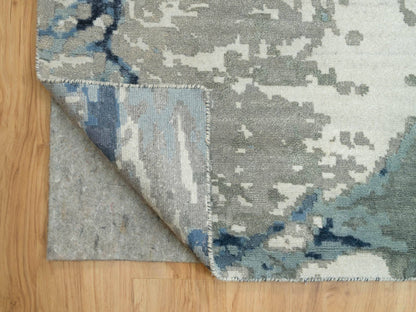 Blue 11'11" x 15'3" Modern and Contemporary Hand knotted Wool/Silk Rug - Sku: O090216