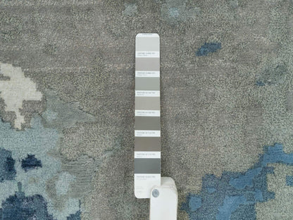 Blue 11'11" x 15'3" Modern and Contemporary Hand knotted Wool/Silk Rug - Sku: O090216
