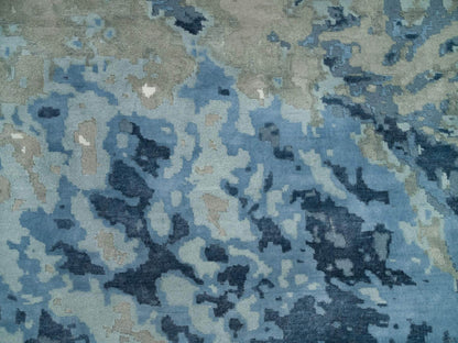 Blue 11'11" x 15'3" Modern and Contemporary Hand knotted Wool/Silk Rug - Sku: O090216