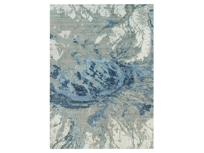 Blue 11'11" x 18'1" Modern and Contemporary Hand knotted Wool/Silk Rug - Sku: O090217