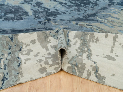 Blue 11'11" x 18'1" Modern and Contemporary Hand knotted Wool/Silk Rug - Sku: O090217