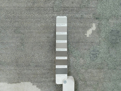 Blue 11'11" x 18'1" Modern and Contemporary Hand knotted Wool/Silk Rug - Sku: O090217