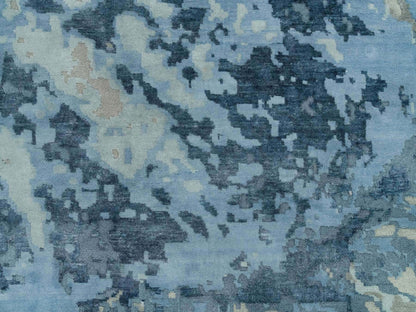 Blue 11'11" x 18'1" Modern and Contemporary Hand knotted Wool/Silk Rug - Sku: O090217