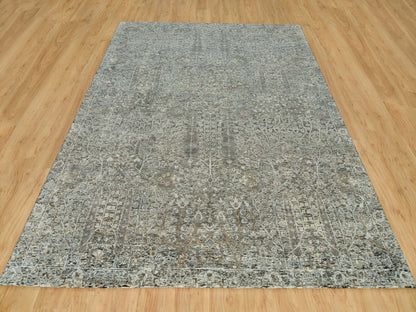 Brown 8'1" x 10'1" Transitional Hand knotted Wool/Silk Rug - Sku: O090219