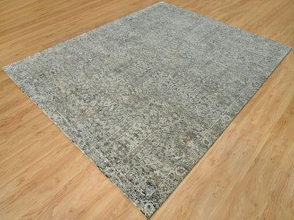 Brown 8'1" x 10'1" Transitional Hand knotted Wool/Silk Rug - Sku: O090219