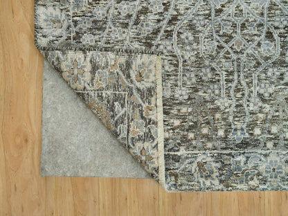 Brown 8'1" x 10'1" Transitional Hand knotted Wool/Silk Rug - Sku: O090219
