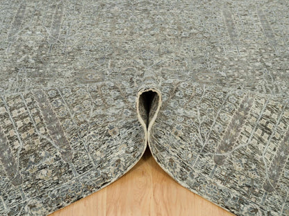 Brown 8'1" x 10'1" Transitional Hand knotted Wool/Silk Rug - Sku: O090219