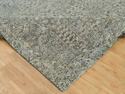 Brown 8'1" x 10'1" Transitional Hand knotted Wool/Silk Rug - Sku: O090219