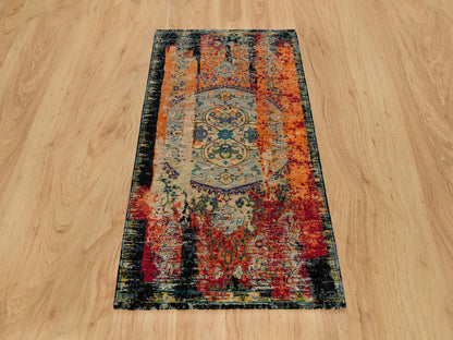 Transitional hand-knotted wool rug in Orange, 3'2" x 5'1" — SKU O090228 (view 2)