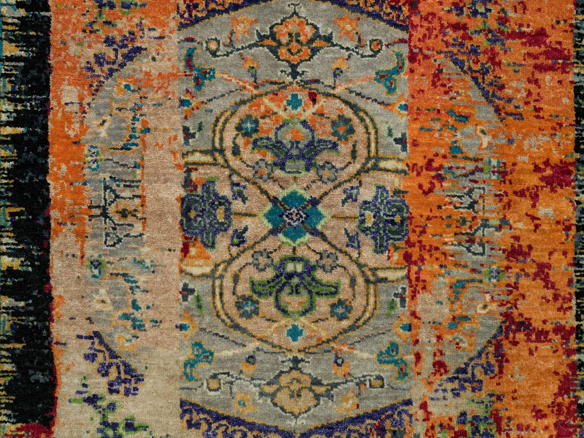 Transitional hand-knotted wool rug in Orange, 3'2" x 5'1" — SKU O090228 (view 5)