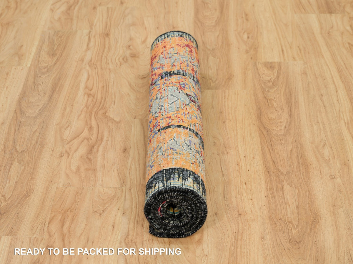 Transitional hand-knotted wool rug in Orange, 3'2" x 5'1" — SKU O090228 (view 6)