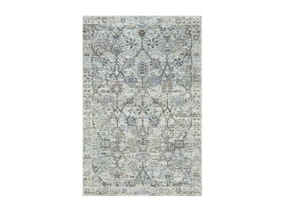 Tabriz Transitional hand-knotted silk rug in Ivory, 2'11" x 5' — SKU O090232