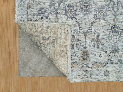 Tabriz Transitional hand-knotted silk rug in Ivory, 2'11" x 5' — SKU O090232 (view 3)