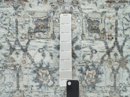 Tabriz Transitional hand-knotted silk rug in Ivory, 2'11" x 5' — SKU O090232 (view 4)