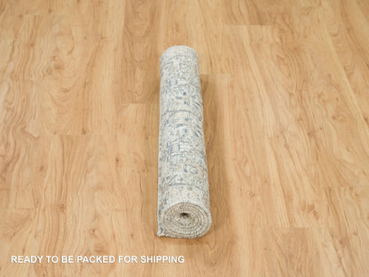 Tabriz Transitional hand-knotted silk rug in Ivory, 2'11" x 5' — SKU O090232 (view 6)