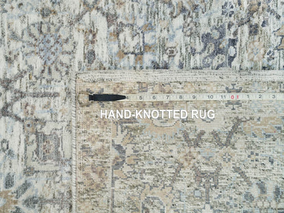 Tabriz Transitional hand-knotted silk rug in Ivory, 2'11" x 5' — SKU O090232 (view 8)
