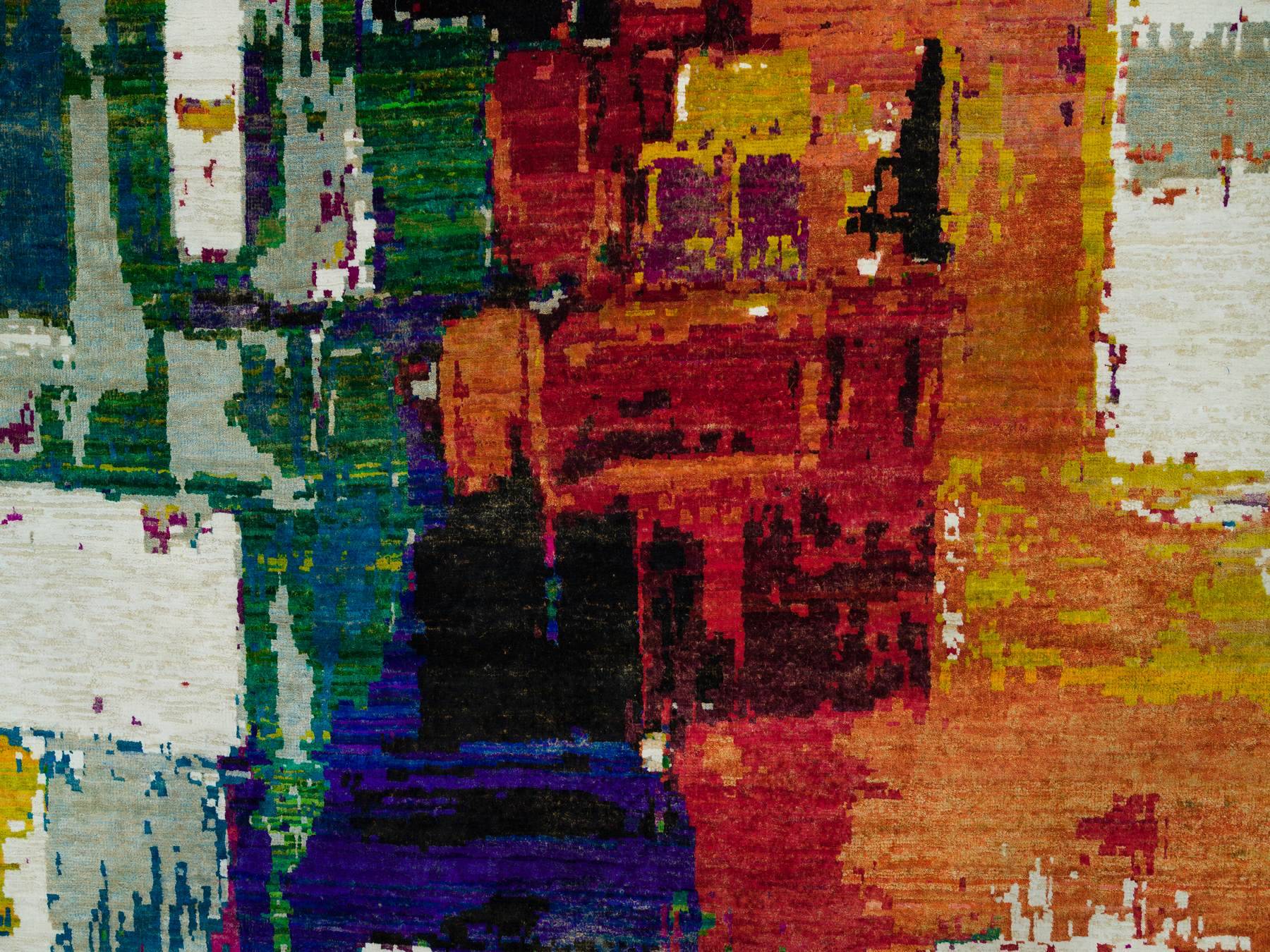 Modern / Contemporary hand-knotted wool/silk rug in Multicolored, 6'1" x 9' — SKU O090234 (view 8)