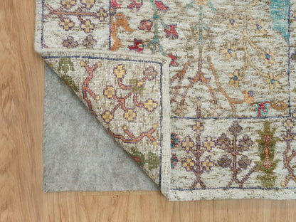 Transitional hand-knotted wool/silk runner in Beige, 2'6" x 25'10" — SKU O090237 (view 3)