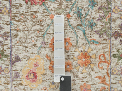 Beige 2'6" x 25'10" Transitional Hand knotted Wool/Silk Rug - Sku: O090237