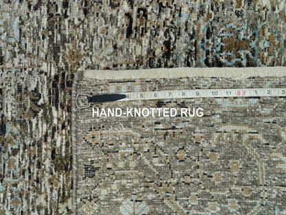 Brown 2'8" x 23'10" Transitional Hand knotted Wool/Silk Rug - Sku: O090239
