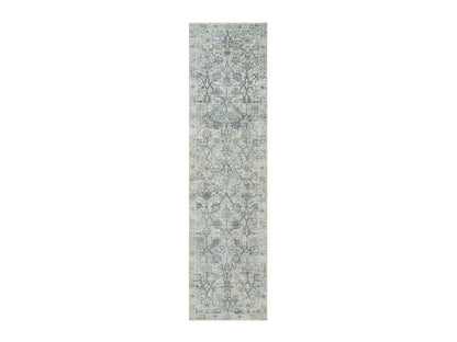 Tabriz Transitional hand-knotted silk runner in Ivory, 2'6" x 9'10" — SKU O090243