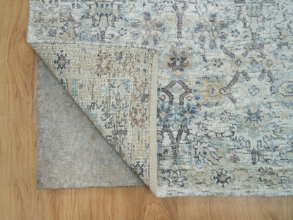 Tabriz Transitional hand-knotted silk runner in Ivory, 2'6" x 9'10" — SKU O090243 (view 3)